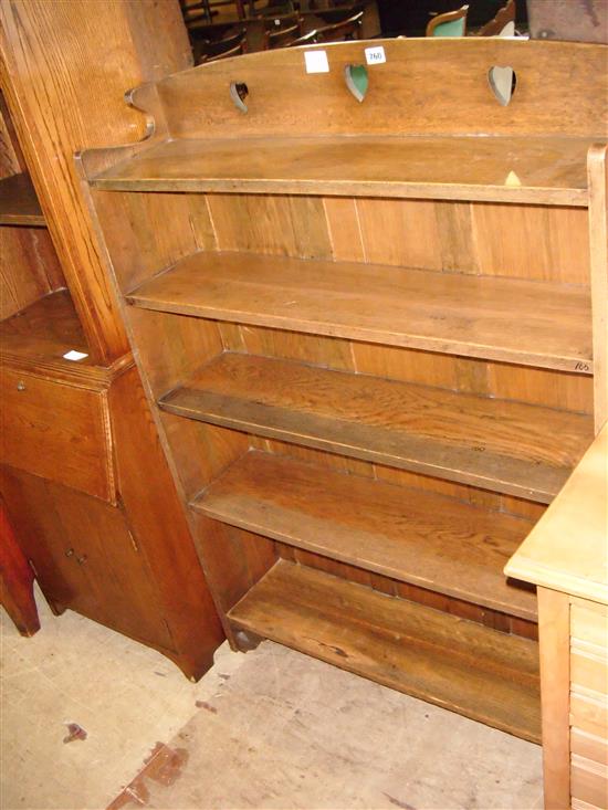 Oak four shelf open bookcase